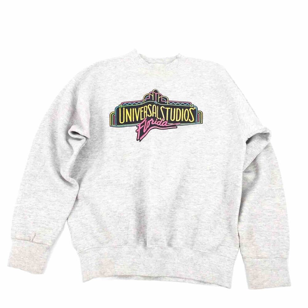 Vintage 90s Universal Studios Florida Pullover Crewneck Sweatshirt L Adult Gray